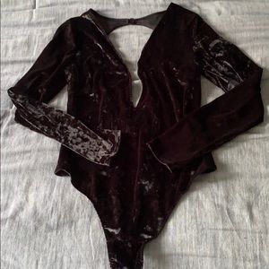 Victoria’s Secret black velvet thong bodysuit